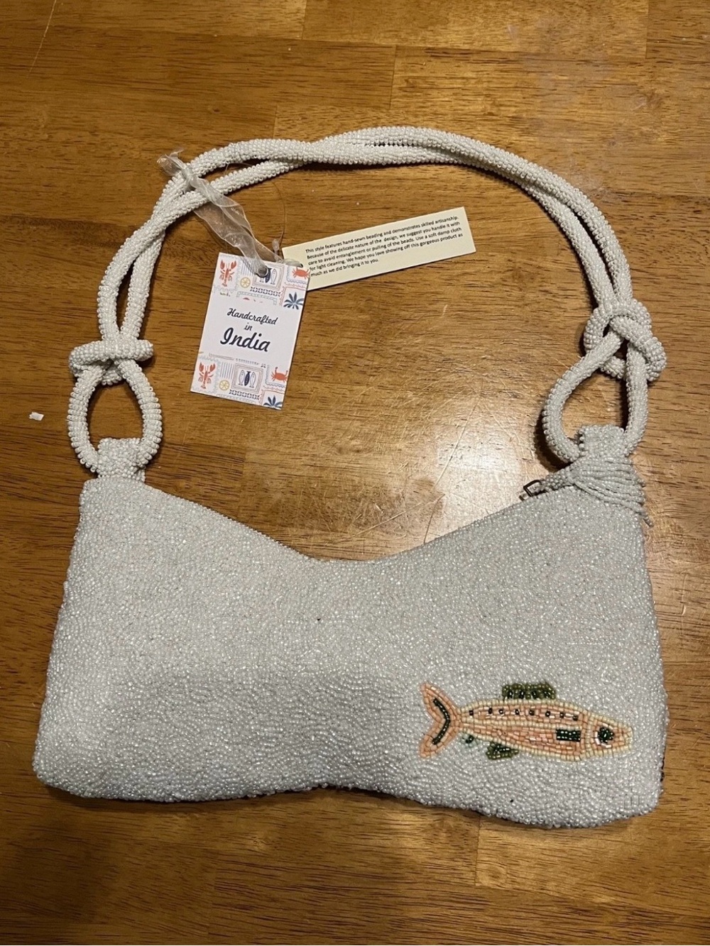 ❗️Viral Handcrafted In India Fishy Beaded Shoulder Bag- NWT rare fish theme 🐟 - Picture 2 of 3